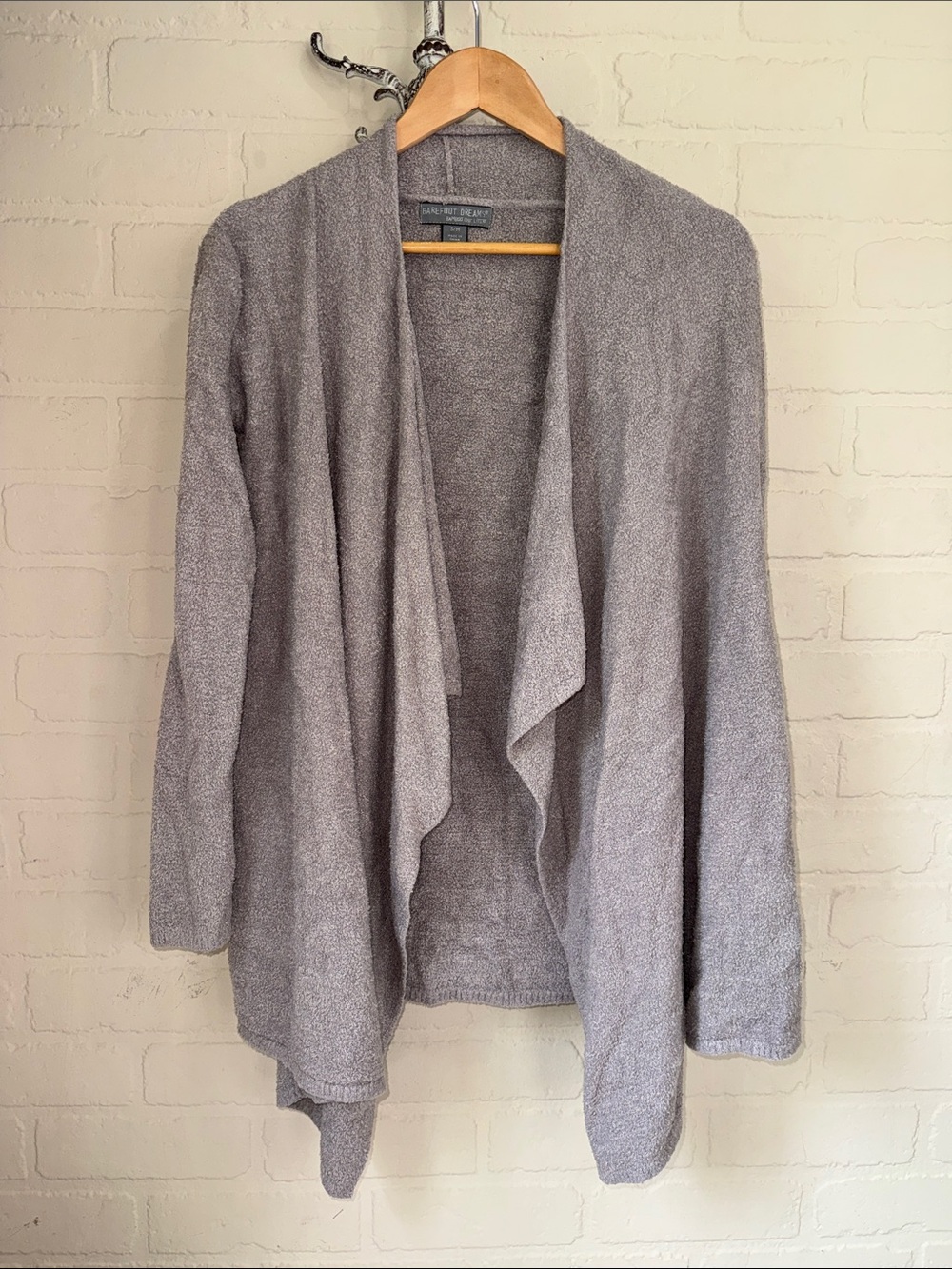 Barefoot Dreams Gray Open Front Draped Cardigan bamboo chic lite small medium